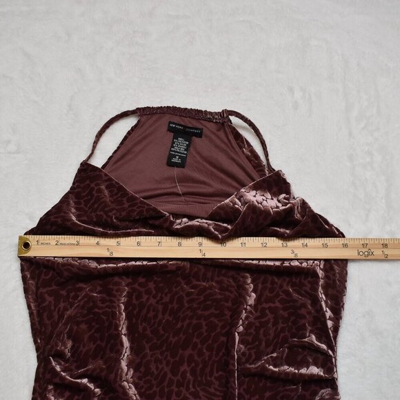 NY & Co Burnout Velvet Top Sz S Draped Ruched Whimsigoth Holiday Boho Party - Picture 12 of 15